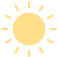 Icône pixelisée de couleur jaune clair représentant le soleil partiellement caché derrière un objet vertical rectangulaire, symbolisant la lumière ou une alerte.
