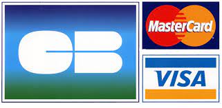 Logos de systèmes de paiement : logo CB, logo MasterCard (cercles rouge et orange), et logo VISA (bleu et orange).